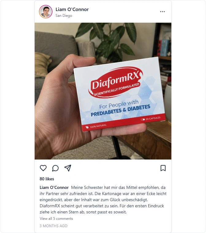 Diaformax Bewertung von Instagram