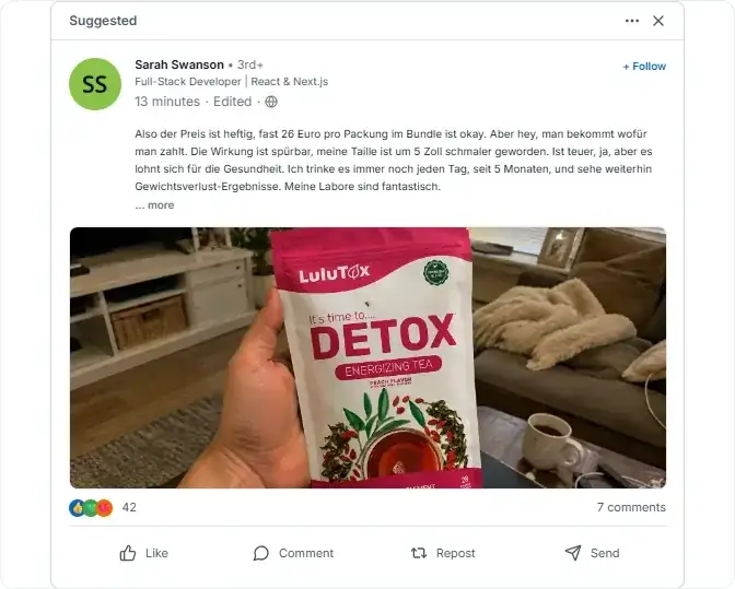 Lulutox Detox Tee Linkedln Bewertungen