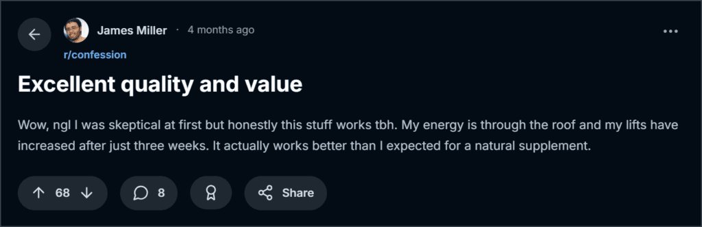 Testosterone Boost Review from Reddit