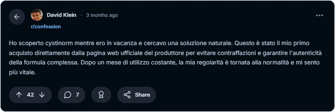 Recensioni Reddit cystinorm