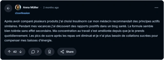 Avis et Plaintes sur Insulinorm Reddit