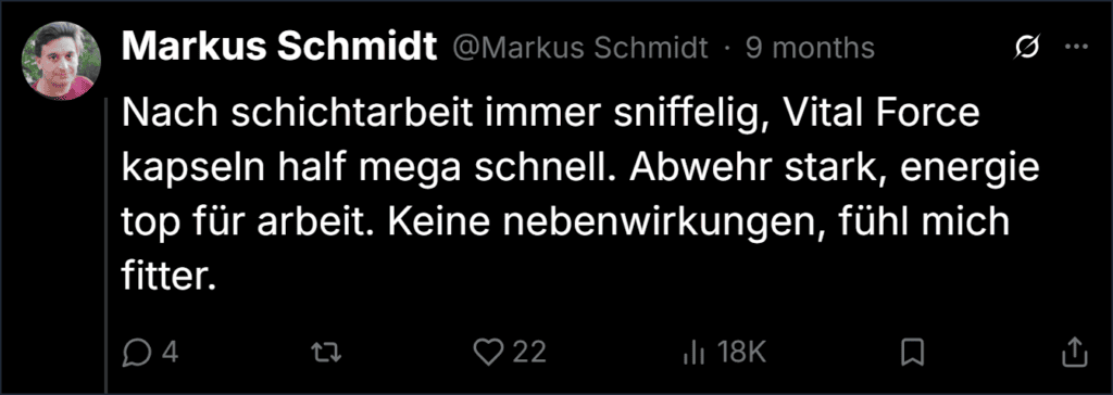 Vital Force Twitter Bewertungen