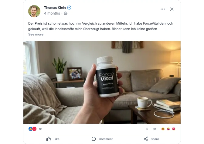 Forcevital Review from facebook