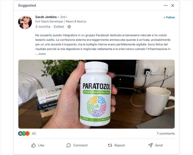 Recensioni Paratozol Facebook