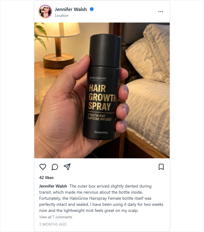 HaloGrow Hairspray Female Instagram Reviews