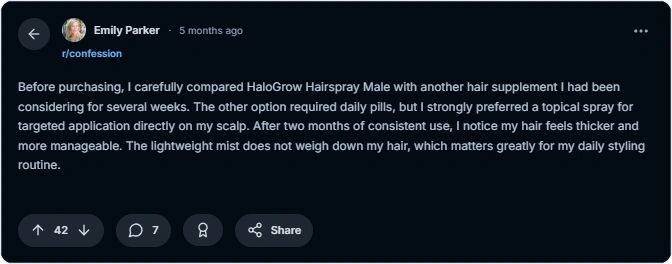 HaloGrow Hairspray Male Reddit Erfahrungen