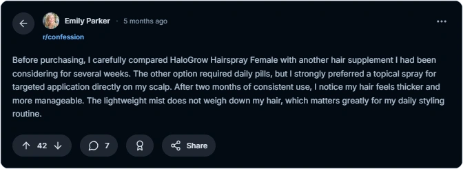 HaloGrow Hairspray Reddit Reviews