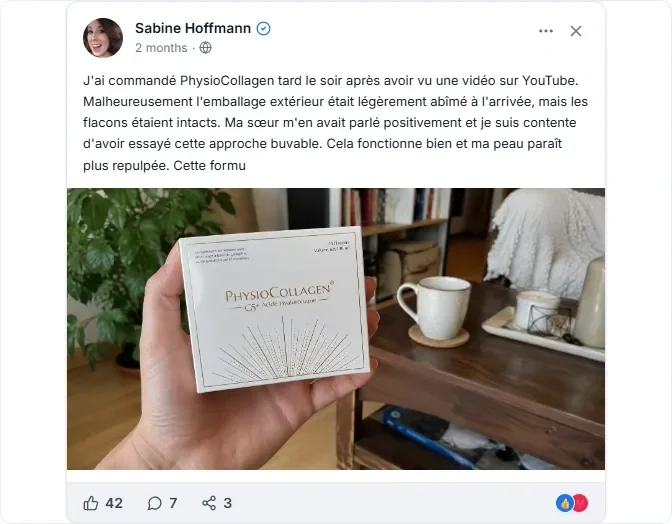 PhysioCollagen Avis et Témoignages Facebook