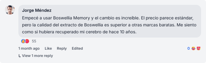 Boswellia Memory Review From Facebook
