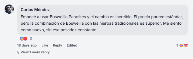 Boswellia Parasites Review from Facebook
