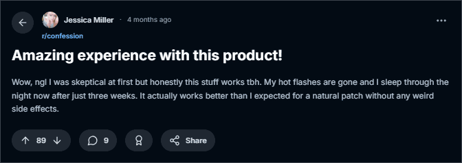 Health Patch Menopause Support Review from Reddit