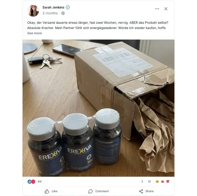 Erexiva Facebook Erfahrungen