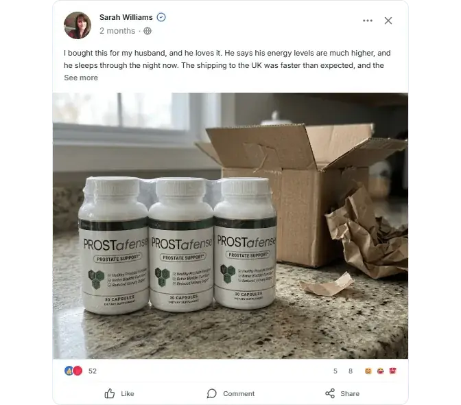 Prostafense Facebook Reviews