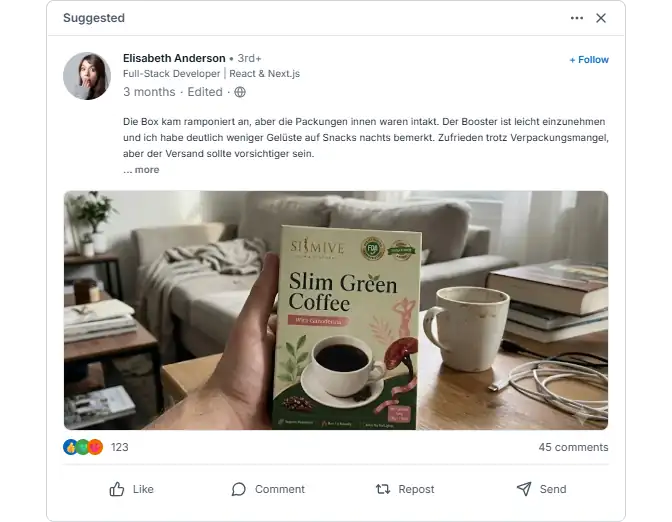 Slim Coffee Booster Linkedln Bewertungen