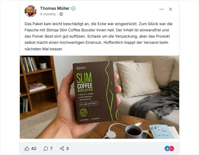 Slimqa Slim Coffee Booster Facebook Erfahrungen