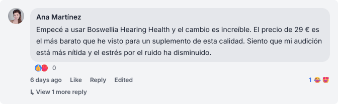 Boswellia Hearing Health Review from Facebook