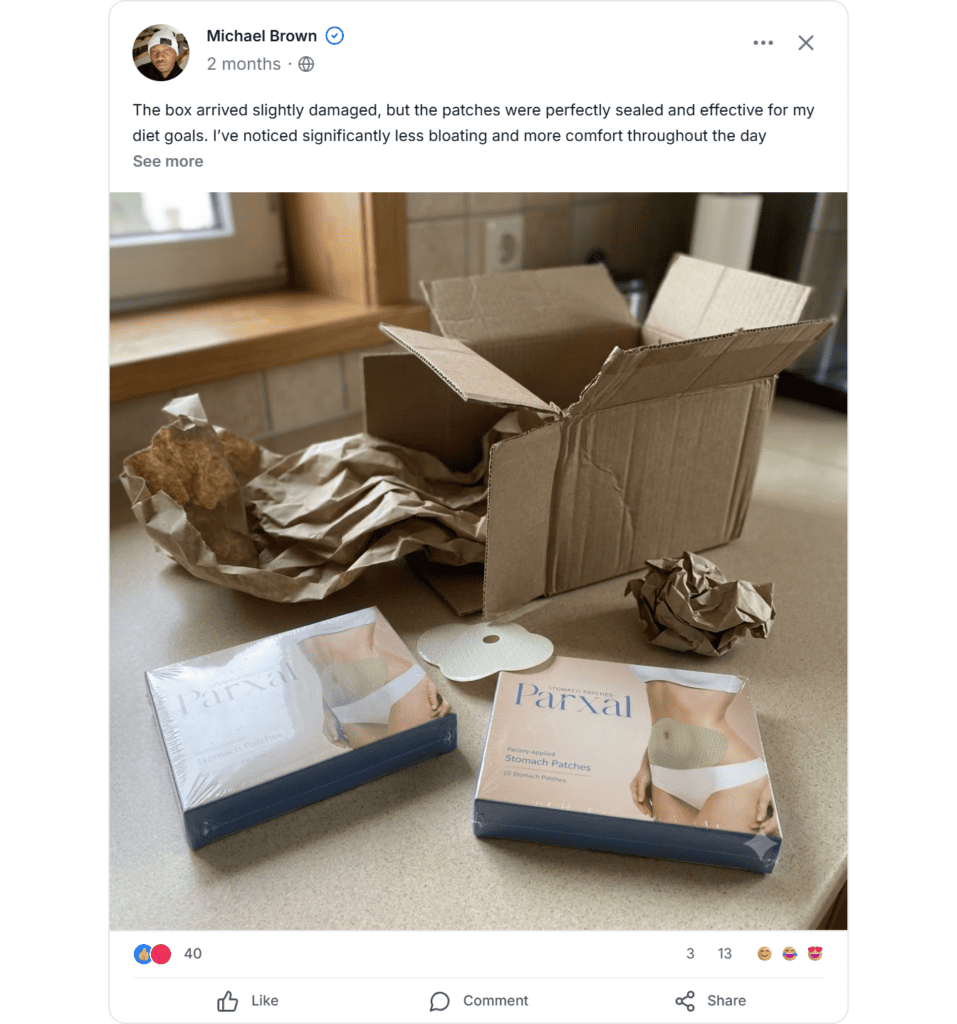 Parxal stomach patches facebook reviews