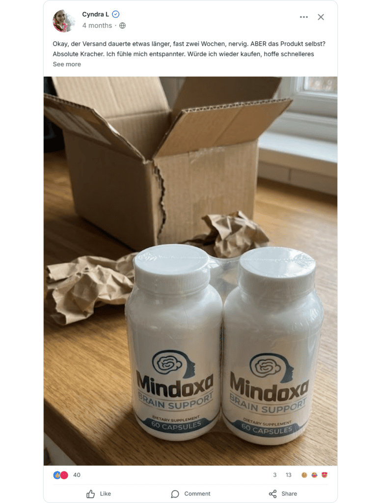 Mindoxa Facebook Bewertungen