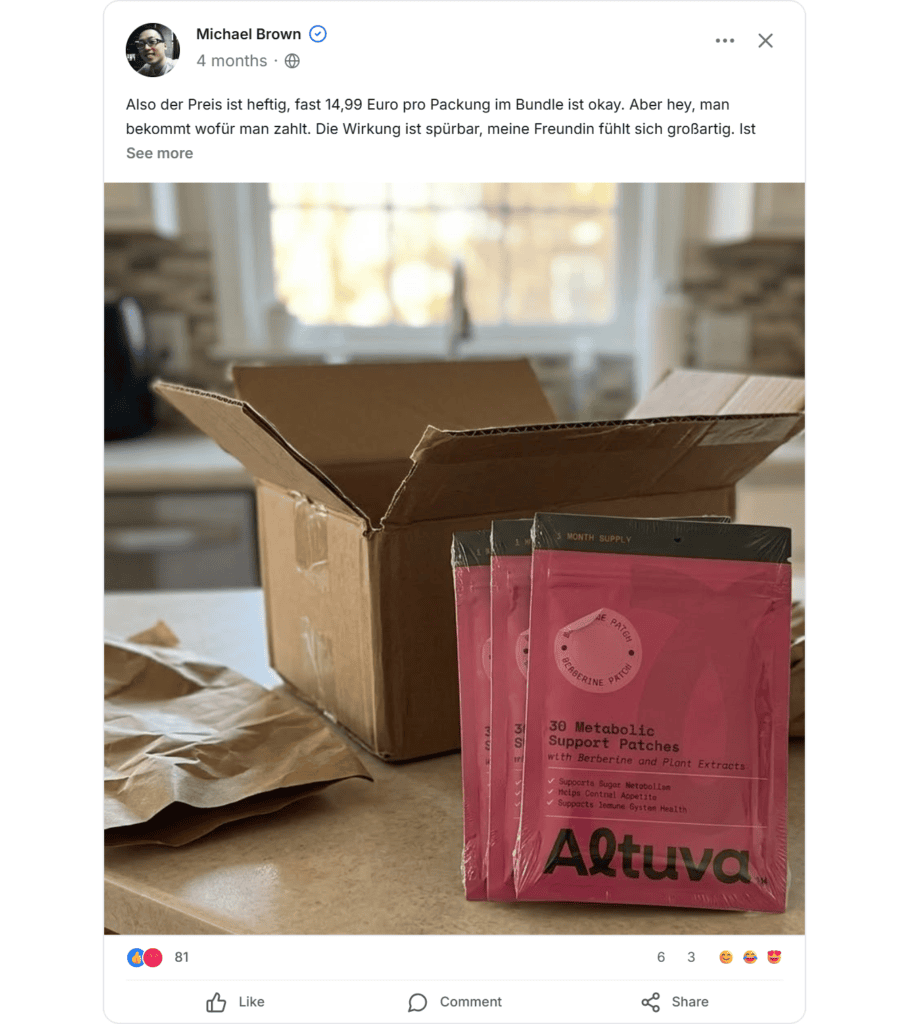 Altuva Facebook Bewertungen