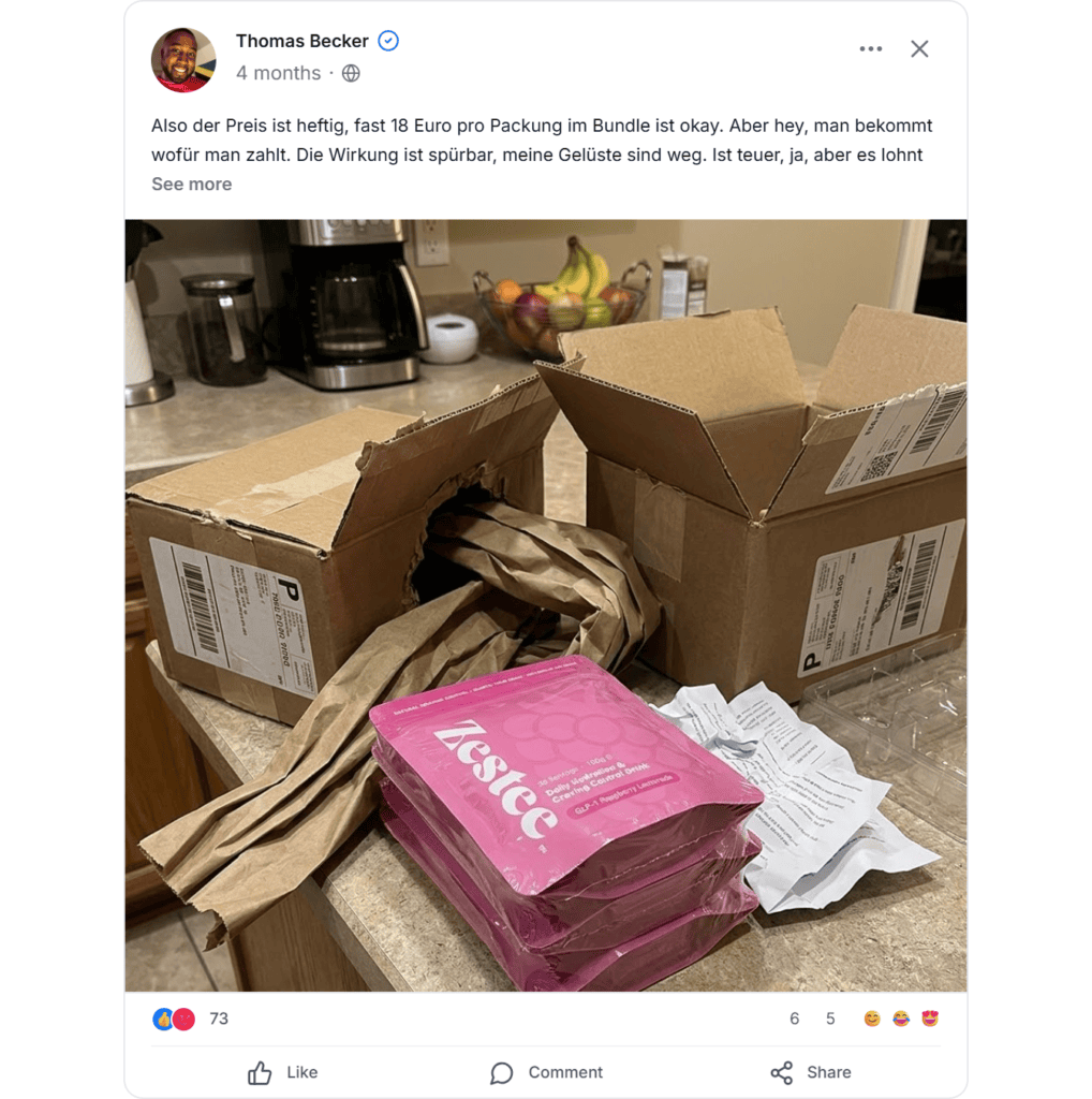Zestee Facebook Bewertungen