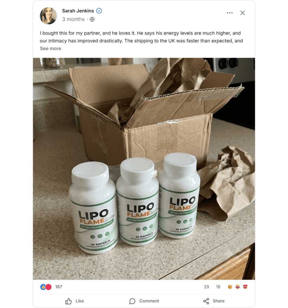 Lipoflame Facebook reviews