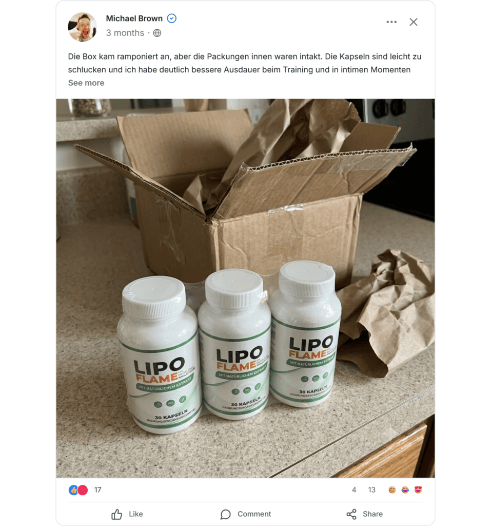 LipoFlame Facebook Bewertungen