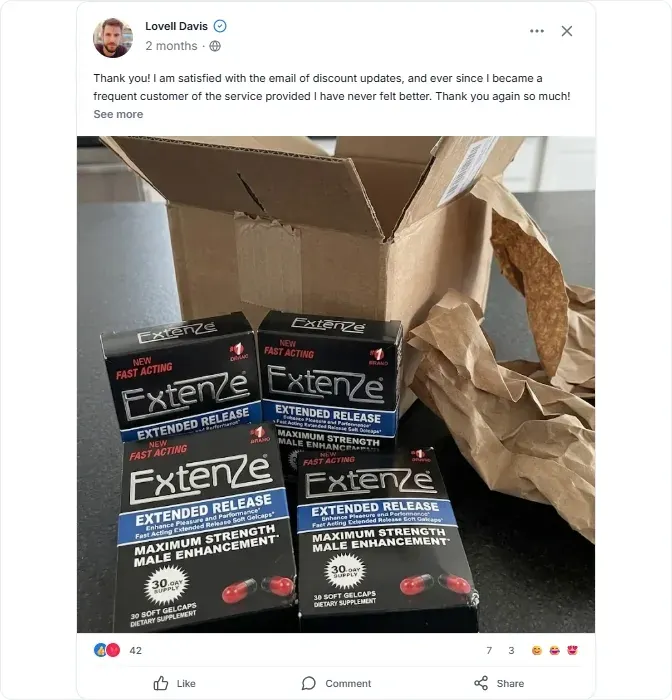 Buyextenze Facebook reviews