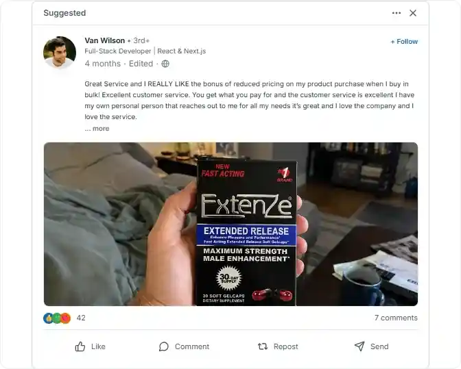 Buyextenze Linkedln reviews