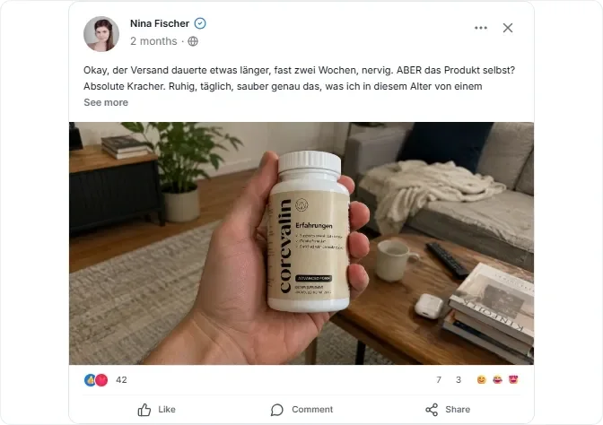 Corevalin Facebook Bewertungen