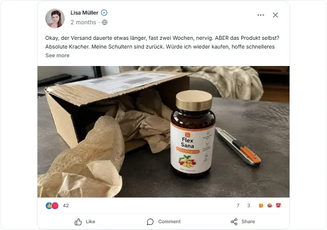 Flex Sana Facebook Bewertungen