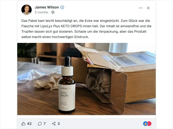 LipoLyx Plus KETO DROPS Facebook Bewertungen