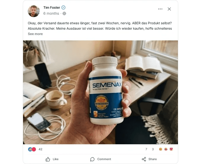 Semenax Facebook Bewertungen