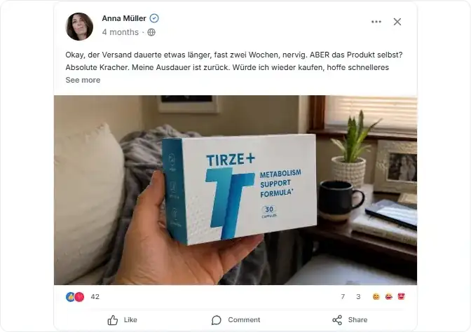 TIRZE Plus Facebook Bewertungen