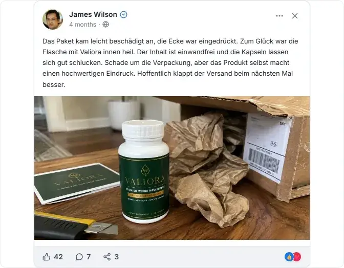 Valiora Facebook Bewertungen
