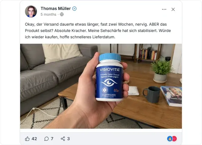 Visiovita Vision Support Facebook Bewertungen
