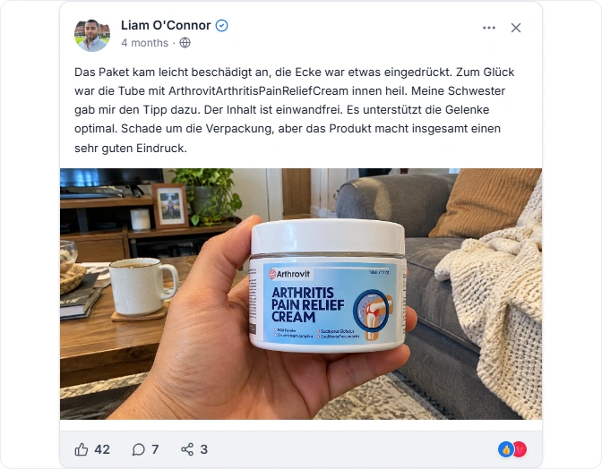 Arthrovit Arthritis Pain Relief Facebook Cream Erfahrungen