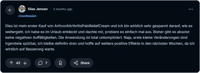 Arthrovit Arthritis Pain Relief Reddit Cream Erfahrungen