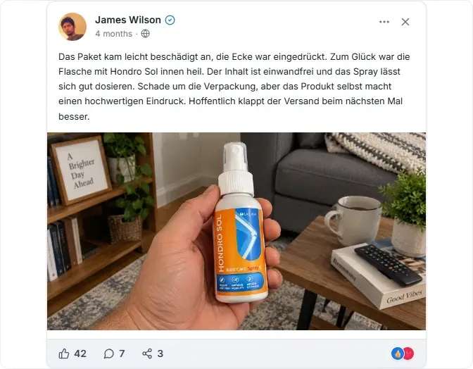 Hondro Sol Spray Facebook Erfahrungen