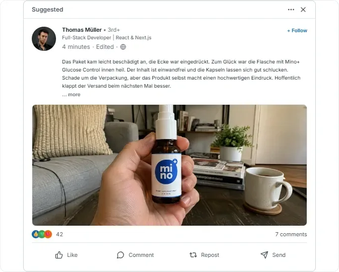 Mino+ Glucose Control Facebook Bewertungen