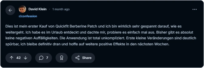Quickfit Berberine Patch Reddit Bewertungen